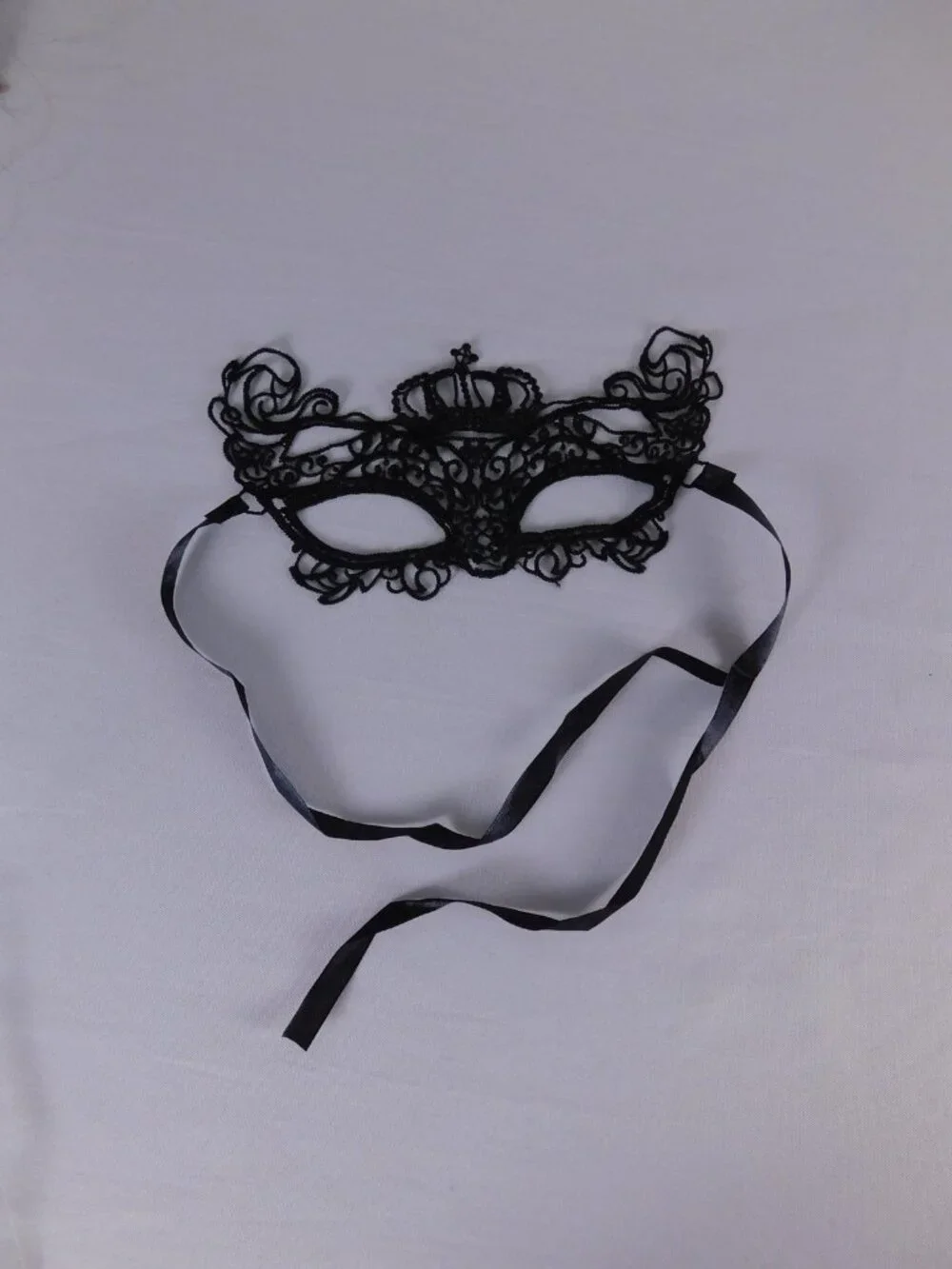 Mask Headpiece Womens One Size Black Lace Floral Embroidered Party Formal